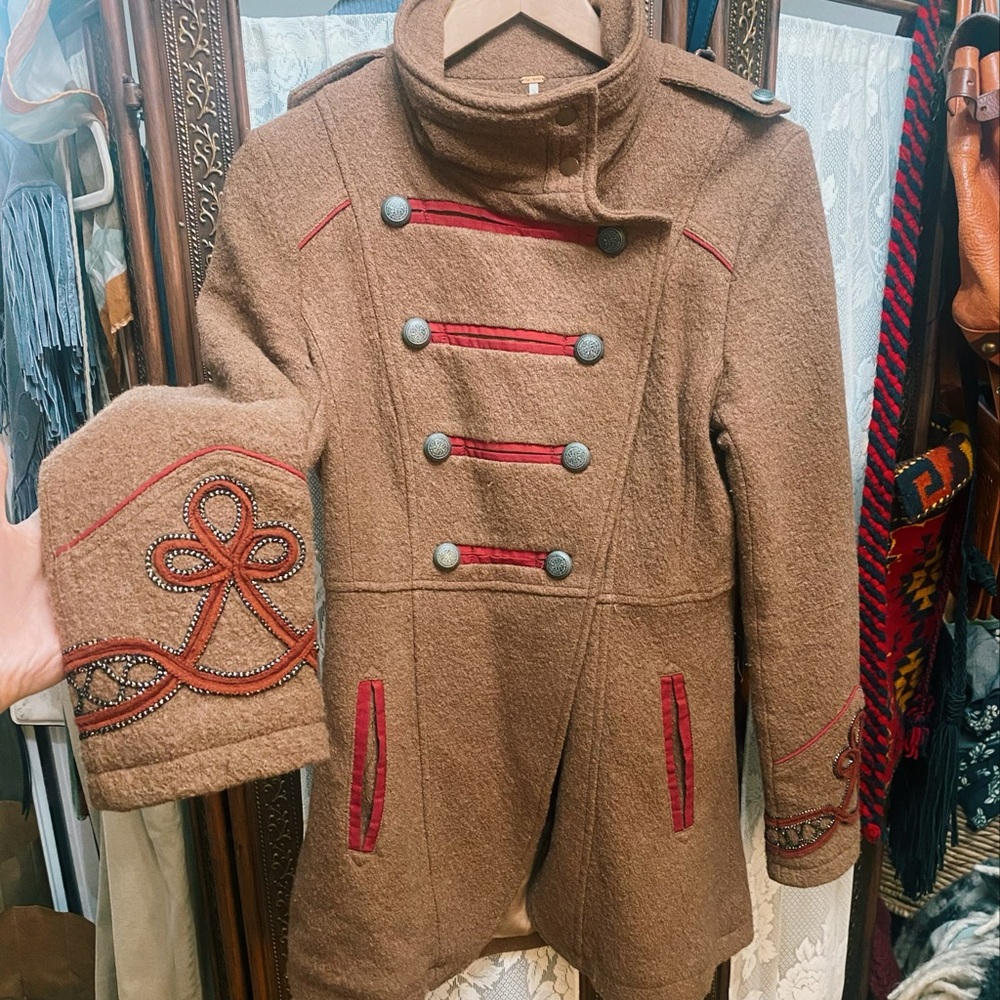 Free people military style wool coat